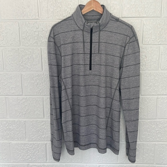 Lululemon Athletica Gray Striped Sweatshirt Men’s Large Excellent Condition - Picture 2 of 9
